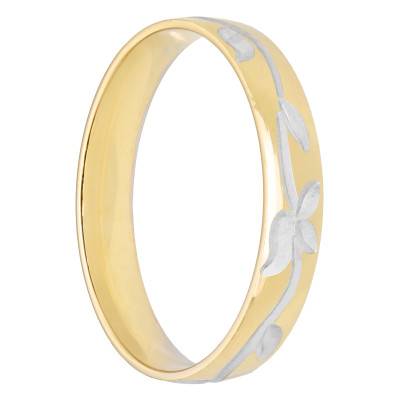 Nicolle Standard Half-Dome 375/1000 Two-Tone Yellow & White Gold Wedding Ring - Maison Girard