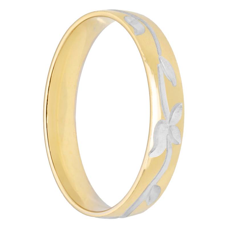Nicolle Standard Half-Dome 375/1000 Two-Tone Yellow & White Gold Wedding Ring - Maison Girard