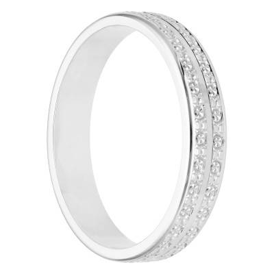 Alliance Ruban Standard Marilhat en Or 375 à Double-Bandes Diamantées, Largeur 3,50 mm - Maison Girard