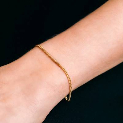 Bracelet Gourmette, Or Jaune 750, Longueur 18 cm, Largeur 0,80 mm à 3,40 mm - Manillon