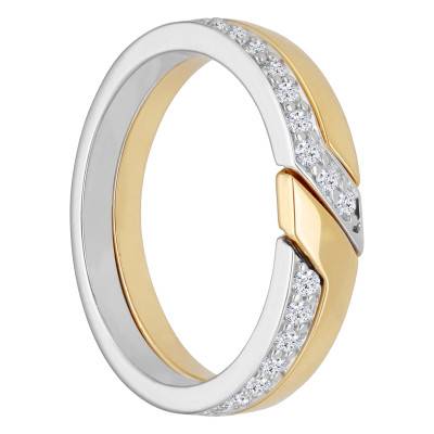 Hana Two-Tone 750/1000 Gold & Diamond Standard Wedding Ring - Maison Girard