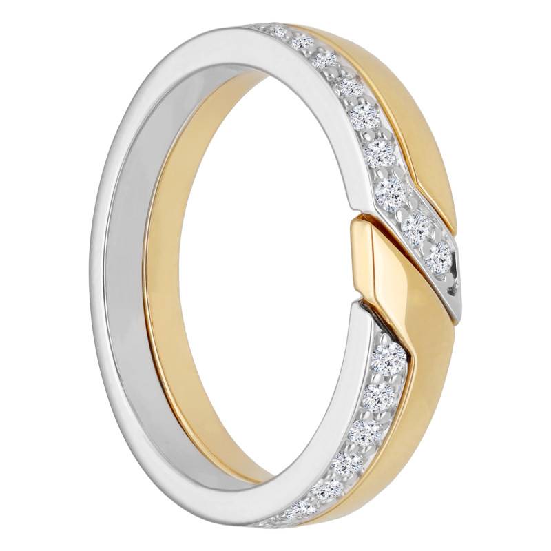 Hana Two-Tone 750/1000 Gold & Diamond Standard Wedding Ring - Maison Girard