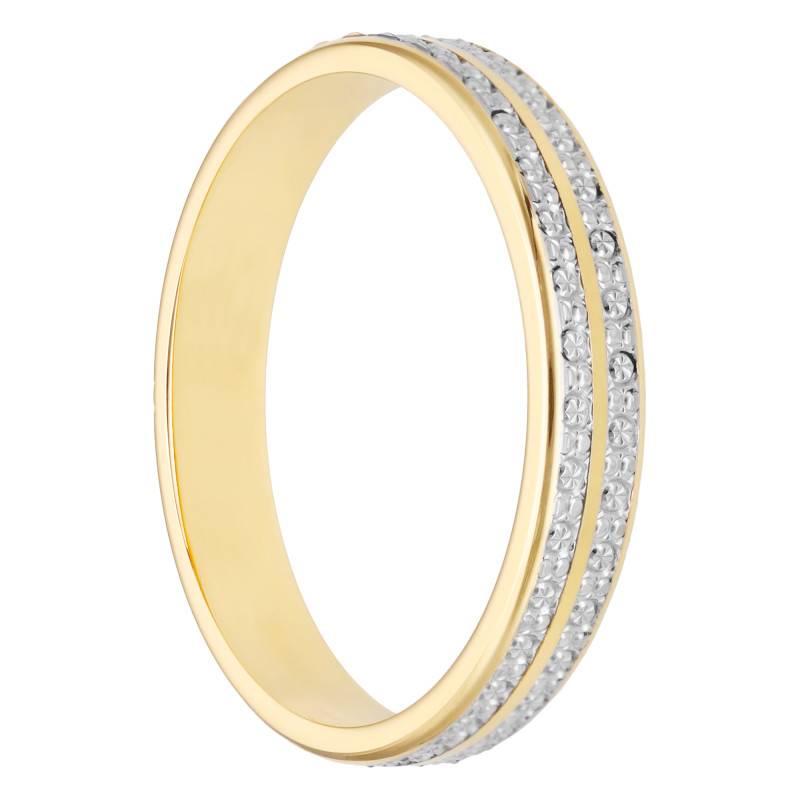 Standard Ribbon Marilhat Wedding Ring with Double Diamond-Effect Bands in Two-Tone 750/1000 Gold, Width 3.50 mm - Maison Girard
