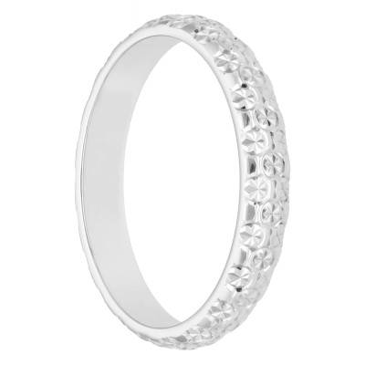 750/1000 White Gold Fantasy Diamond-Effect Half-Shank Standard Wedding Ring - Amore
