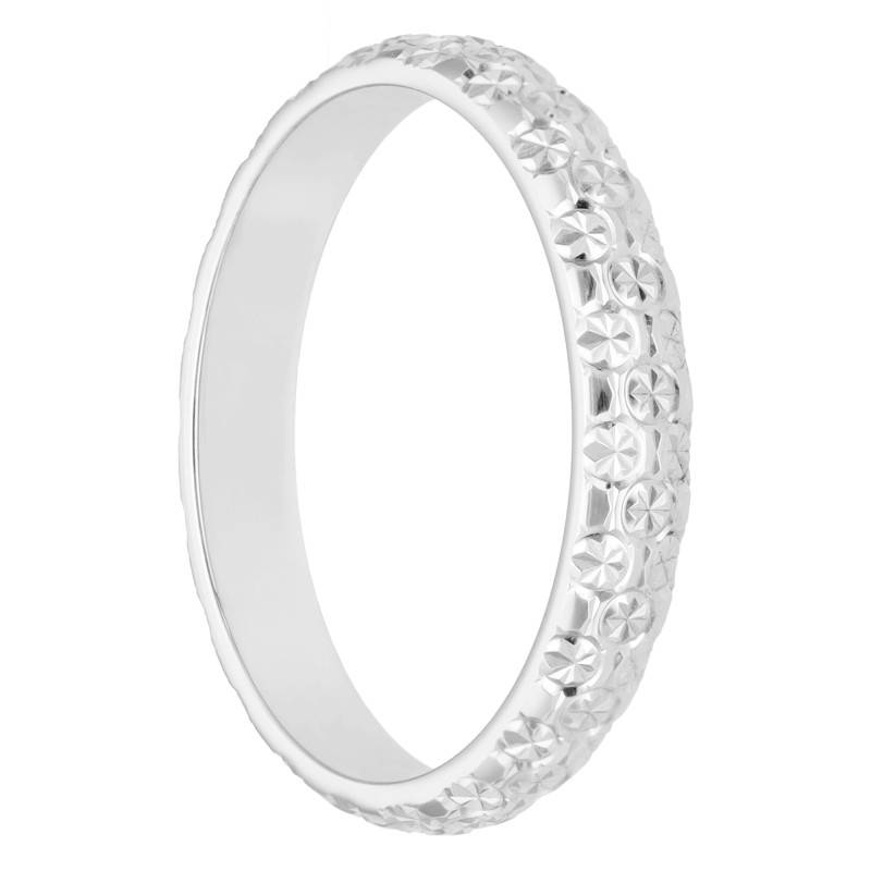 750/1000 White Gold Fantasy Diamond-Effect Half-Shank Standard Wedding Ring - Amore