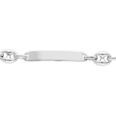 Gourmette Identité Maille Grain de Café 7 mm, Argent, de 17 à 22 cm - Emanessence