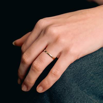 Alliance Demi-Jonc en Or Jaune 375, Largeur 2 mm - Amore