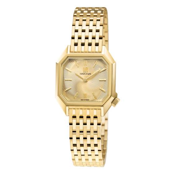 Montre Femme « Spirale » Tout Métal Quartz Avec Jour Et Date - Occasion Très Bon État