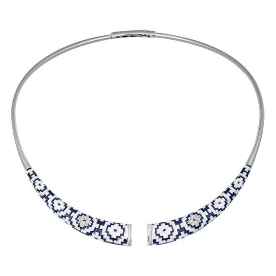 Collier long à pendentif ovale texturé couleur argentée | Claire's