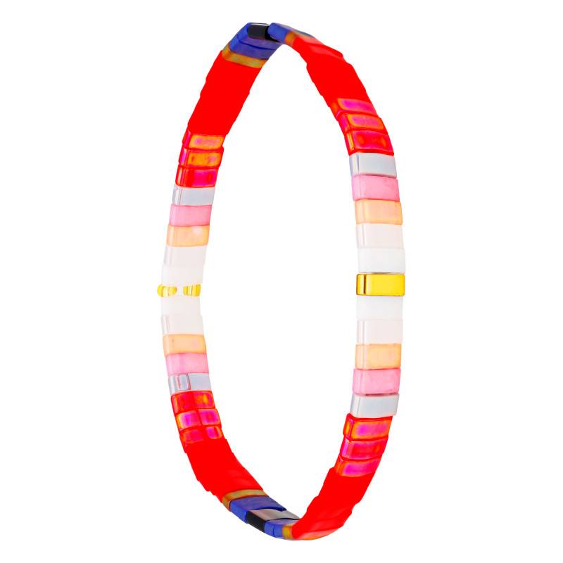 Tiya Miyuki Gold-Tone Metal & Fuchsia Multicolor Enamel Bracelet - Naïades