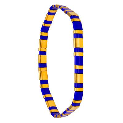 Tiya Miyuki Gold-Plated Metal & Blue Enamel Bracelet - Naïades