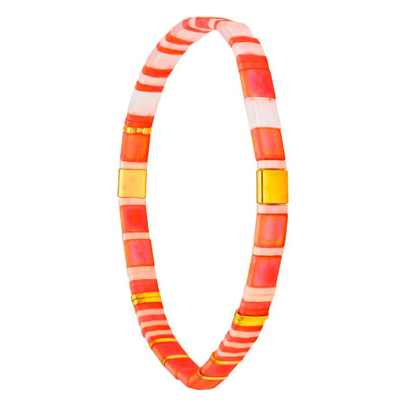 Tiya Miyuki Gold-Plated & Pink Multicolor Enamel Metal Bracelet - Naïades - Naïades