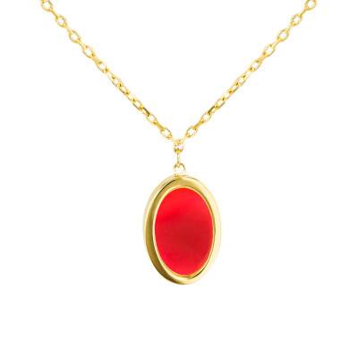 Collier Cornaline Ovale en Or Jaune 375, Longueur 41 à 46 cm - Aurora