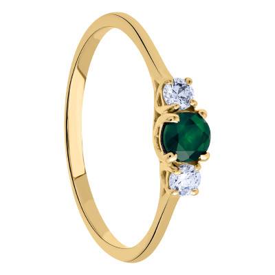 Bague Or Jaune 375, Emeraude, Zircones - Aurora