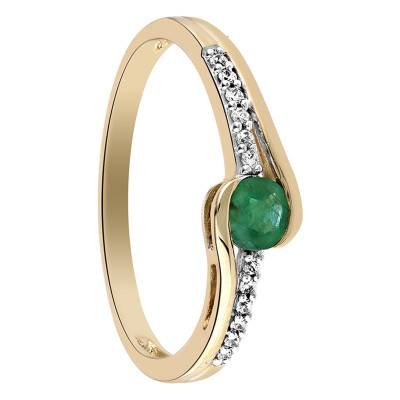 Bague Spirale Or Jaune 375, Emeraude 0,17 ct, Oxydes de Zirconium - Aurora
