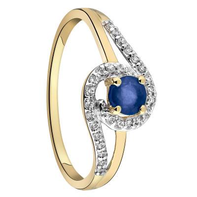 Bague Spirale Or Jaune 375, Saphir 0,34 ct, Oxydes de Zirconium - Aurora