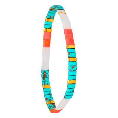 Tiya Miyuki Gold-Plated & Turquoise Multicolor Enamel Metal Bracelet - Naïades - Naïades