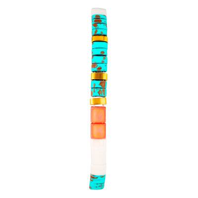 Tiya Miyuki Gold-Plated & Turquoise Multicolor Enamel Metal Bracelet - Naïades - Naïades