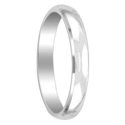 750/1000 White Gold Beveled Half-Round Wedding Ring, 5 mm Width - Amore
