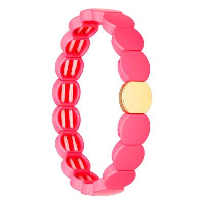 Bracelet Coloria en Métal Doré & Émail Rose - Naïades