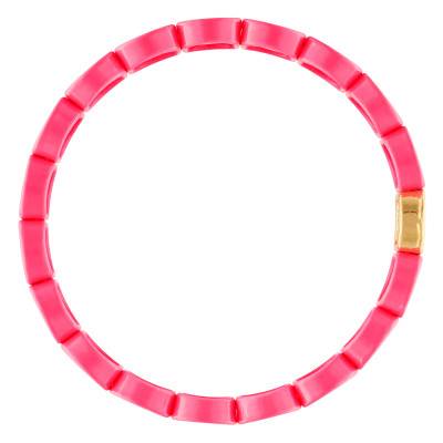 Gold-Plated Metal & Pink Enamel Coloria Bracelet - Naïades