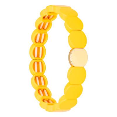 Bracelet Coloria en Métal Doré & Émail Jaune - Naïades
