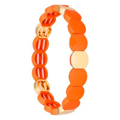 Bracelet Coloria en Métal Doré & Émail Orange - Naïades