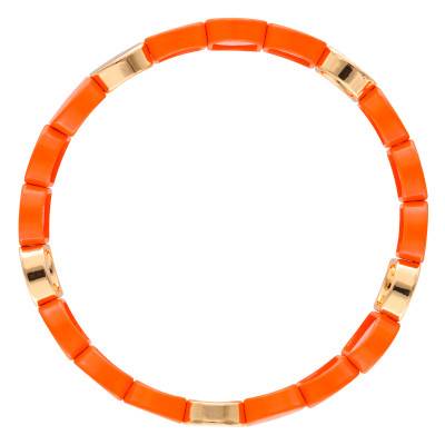 Gold-Plated Metal & Orange Enamel Coloria Bracelet - Naïades
