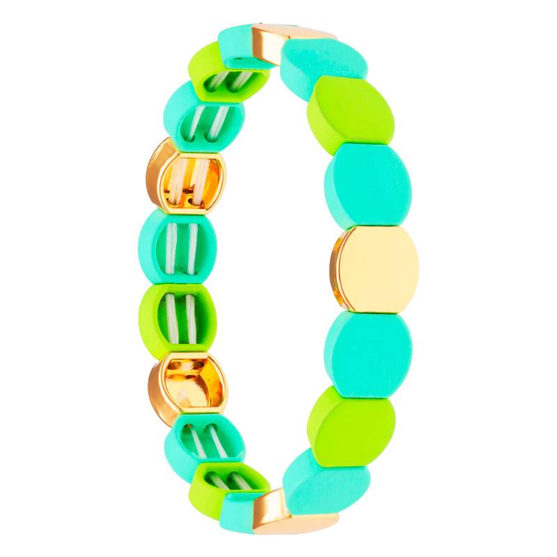 Gold-Plated Metal & Turquoise Enamel Coloria Bracelet - Naïades