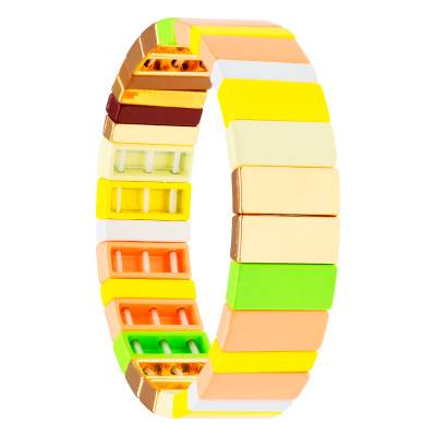 Bracelet Coloria en Métal Doré, Émail Multicolore - Naïades