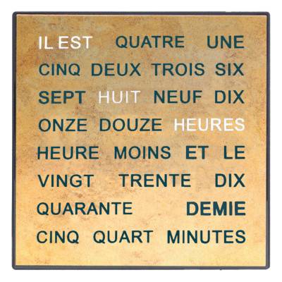 Horloge de Mots Cadran Métal Doré 1241FR - AMS Design