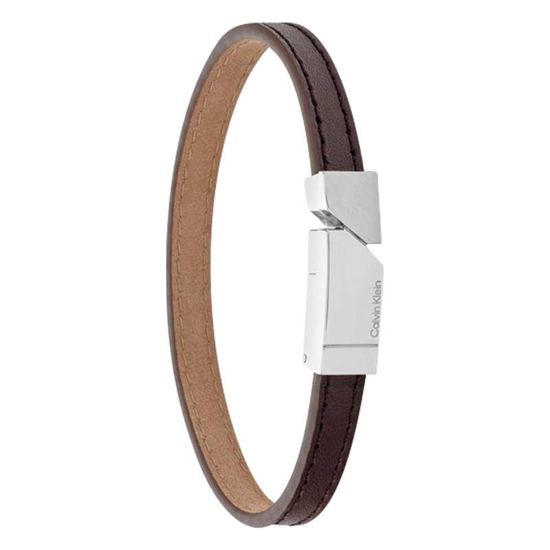 Electric Brown Leather and Steel Bracelet, Length 19,50 cm - 35100003 - Calvin Klein