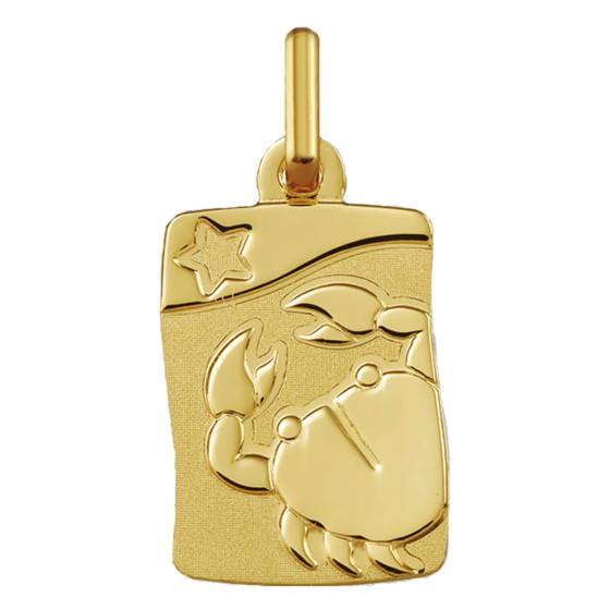 Pendentif Médaillon Cancer Du Zodiaque - Plaqué Or 18k, Grand Modèle, Occasion