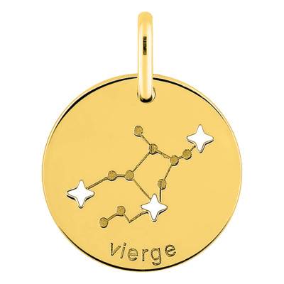 750/1000 Yellow Gold Virgo Constellation Pendant, Diameter 14 mm - Emanessence