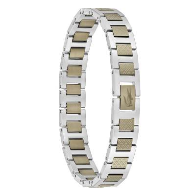 Lacoste Metropole "L" Bronze and Grey Steel Bracelet, Adjustable Length 13 cm to 19 cm - 2040419 - Lacoste