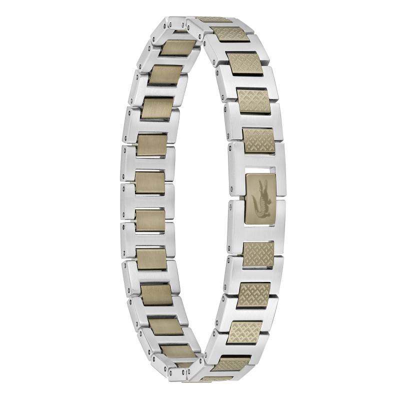 Lacoste Metropole "L" Bronze and Grey Steel Bracelet, Adjustable Length 13 cm to 19 cm - 2040419 - Lacoste
