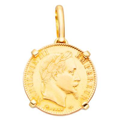 Pendentif pièce 10F Napoléon III en Or Jaune 750, Diamètre 18,50 mm - Imperium