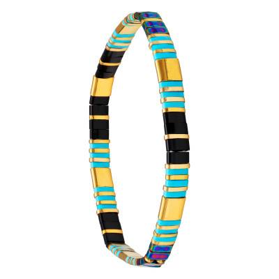 Bracelet Tiya Miyuki Métal Doré et Email Tricolore - Naïades