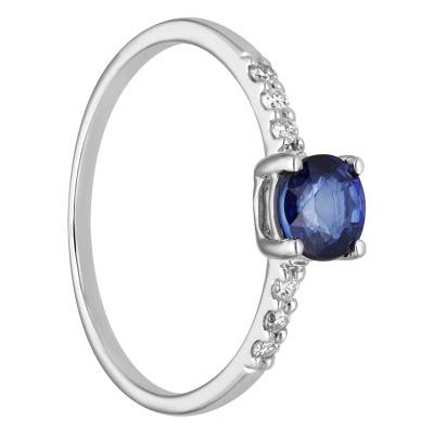 Bague en Or blanc 750, Saphir 0,66 ct, Diamants 0,06 ct - Divine