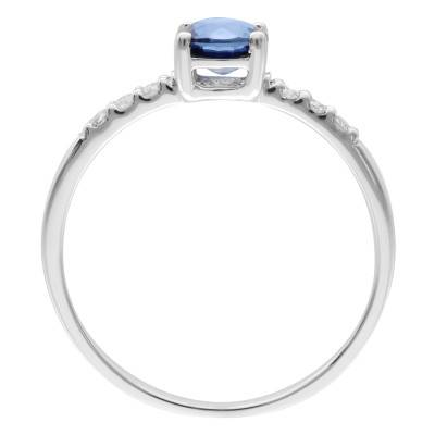 Bague en Or blanc 750 & Diamants 0,06 ct et Saphir 0,66 ct - Divine