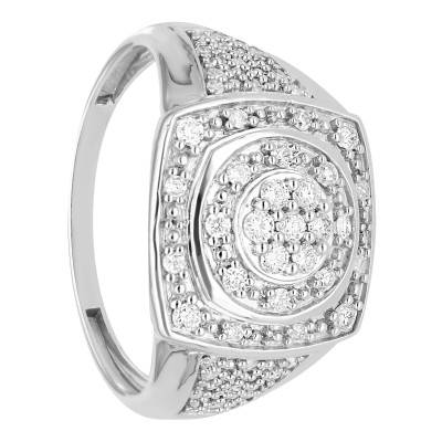 Bague Carrée en Or blanc 750 & Diamants 0,30 ct - Divine