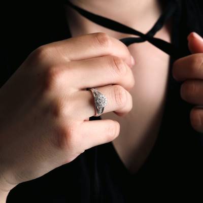 Solitaire Diamond 0.15 ct & Diamond Halo 0.23 ct Engagement Ring - Divine