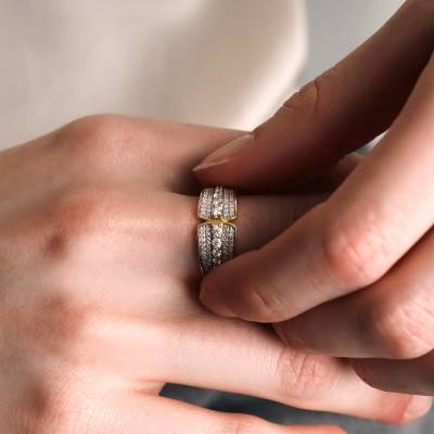 Bague Diamants 0,50 ct en Or Jaune 750, Taille 56 - Divine