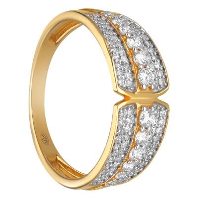 Bague Diamants 0,50 ct en Or Jaune 750, Taille 56 - Divine