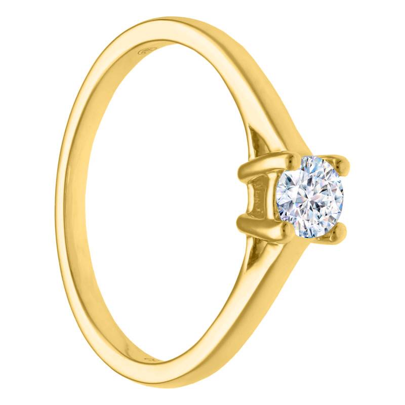 750 Yellow Gold Solitaire Ring & 0.18 ct Diamond - Divine