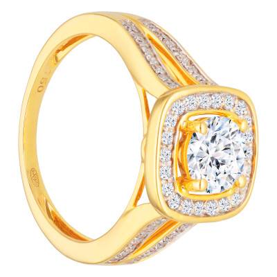 750 Yellow Gold Solitaire Ring with 0.90 ct Diamonds - Size 54 - Divine