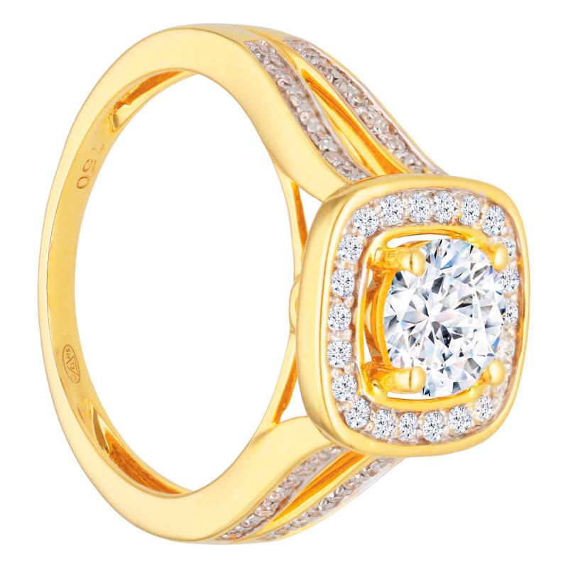 750 Yellow Gold Solitaire Ring with 0.90 ct Diamonds - Size 54 - Divine