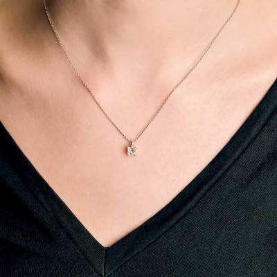Collier en Or Blanc 750 & Diamant 1 ct, Longueur 42 cm - Divine
