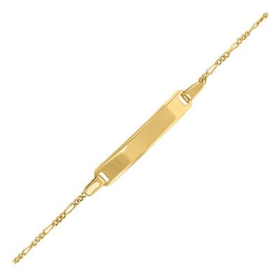 Gourmette Rectangle Cheval Alternée Triple Or Jaune 375 ou 750, 13 cm réglable - Bambins