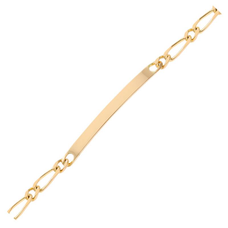 18K Yellow Gold Alternating Oval Link Chain ID Bracelet, 20 cm Length, Width from 3 mm to 8 mm - Emanessence